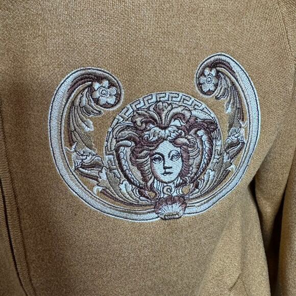Prestige Original Medusa Embroidered Zip Sweater Jacket XL Gold Baroque - Picture 5 of 9